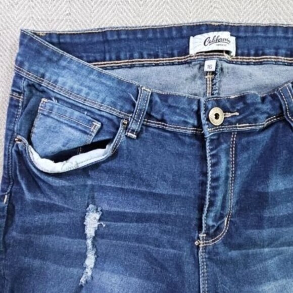 California Vintage Jeans Women's 16 (W34 L26) Med Wash Tapered Cut Distressed - Picture 10 of 16